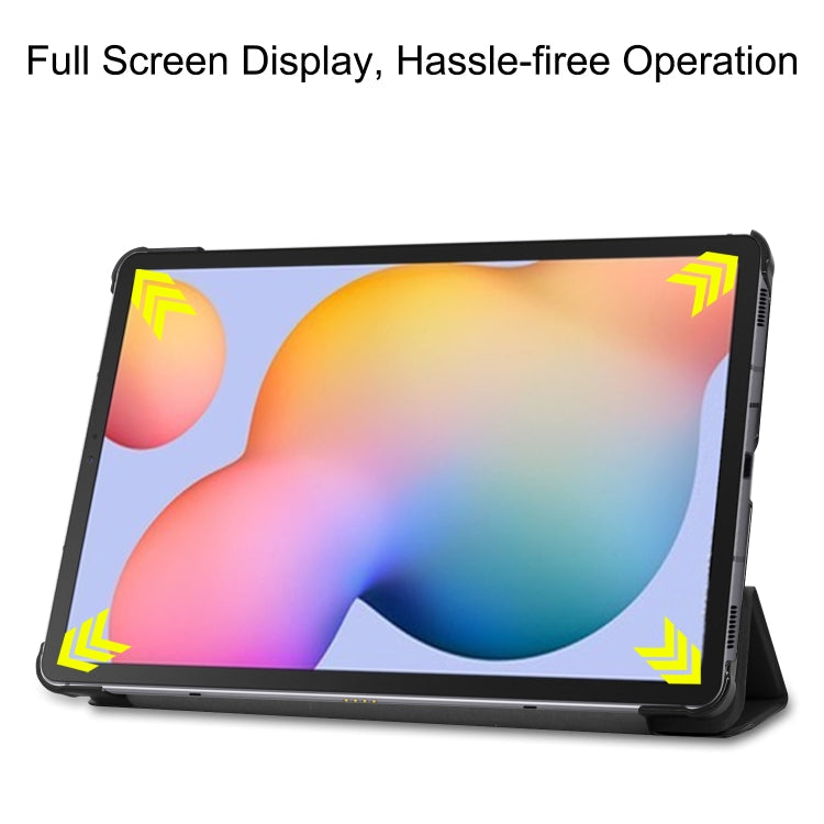 Custer Pattern Pure Color Horizontal Flip Leather Case with Three-folding Holder, For Galaxy Tab S6 Lite 10.4 inch, For Lenovo M10 Plus TB-X606F