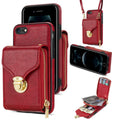 Zipper Hardware Card Wallet Phone Case, For iPhone SE 2022 / SE 2020 / 8 / 7, For iPhone 8 Plus / 7 Plus, For iPhone 6s Plus / 6 Plus, For iPhone 6s / 6