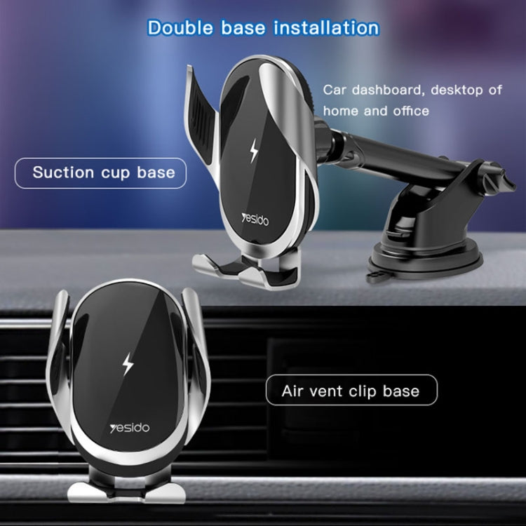 Yesido C78 Car Automatic Clamping 15W Qi Wireless Charger Phone Holder(Black)