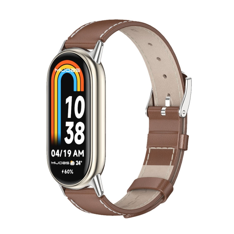 Mijobs Genuine Leather Watch Band, For Xiaomi Smart Band 10 / 9 / 8