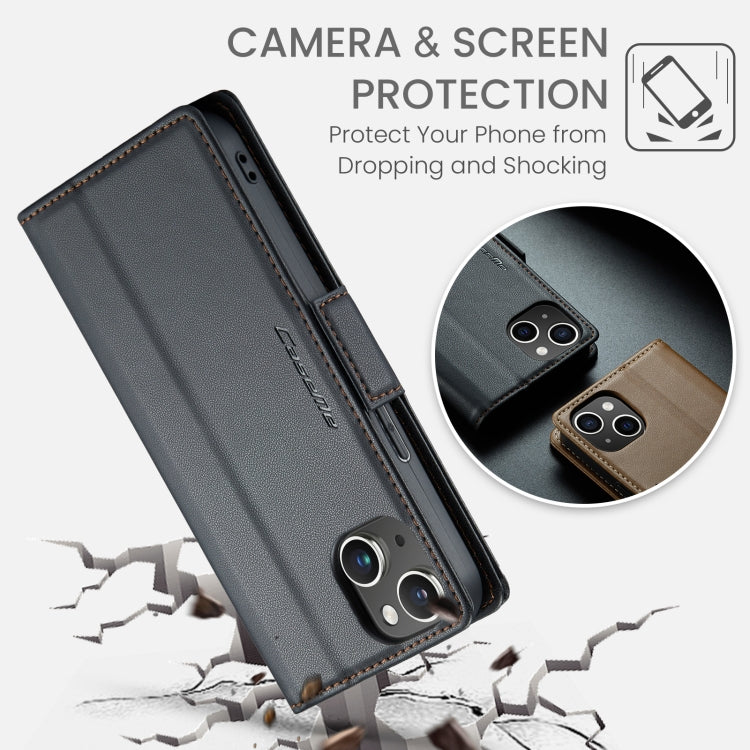 CaseMe 023 Butterfly Buckle Litchi Texture RFID Anti-theft Leather Phone Case, For iPhone 14, For iPhone 15 Pro Max, For iPhone 15 Pro, For iPhone 14 Plus