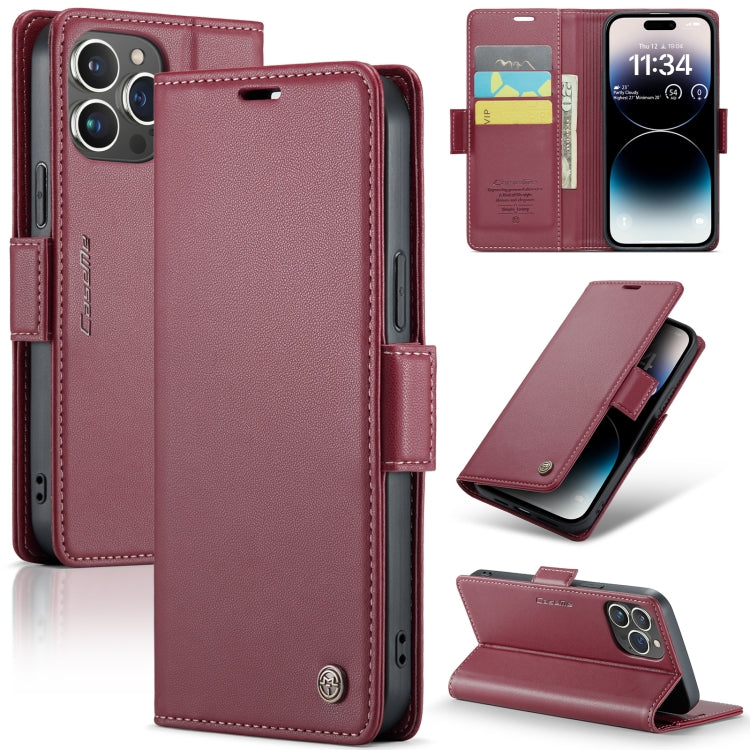 CaseMe 023 Butterfly Buckle Litchi Texture RFID Anti-theft Leather Phone Case, For iPhone 14 Pro, For iPhone 15 Plus, For iPhone 15, For iPhone 14 Pro Max