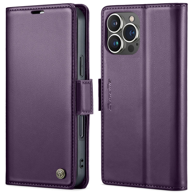 CaseMe 023 Butterfly Buckle Litchi Texture RFID Anti-theft Leather Phone Case, For iPhone 14, For iPhone 15 Pro Max, For iPhone 15 Pro, For iPhone 14 Plus