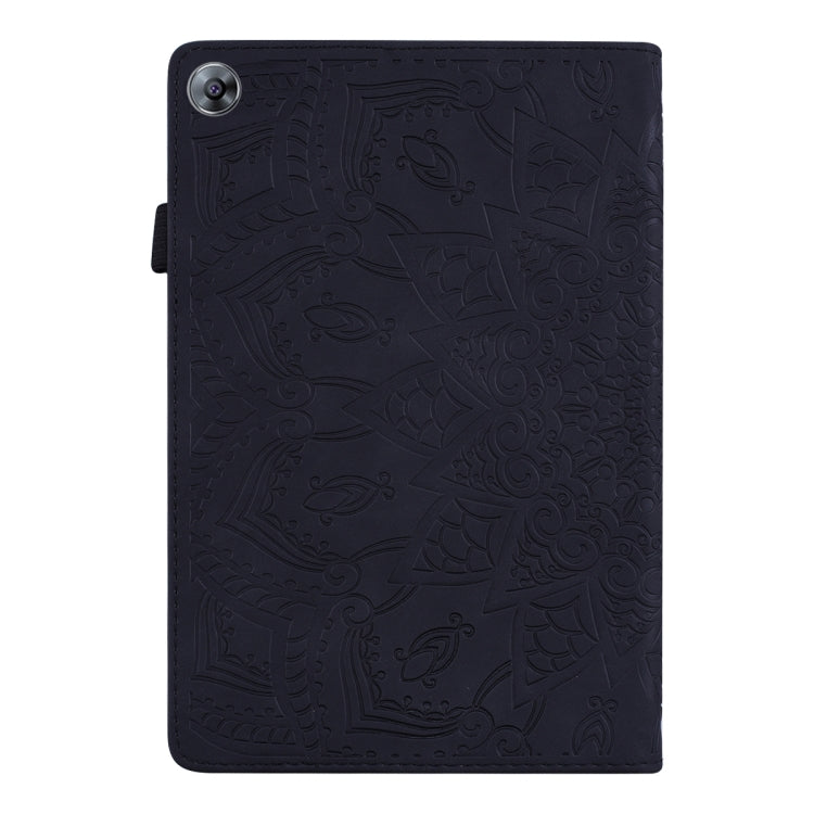 Calf Pattern Double Folding Design Embossed Leather Case with  Holder & Card Slots & Pen Slot &   Elastic Band, For Huawei MatePad T8