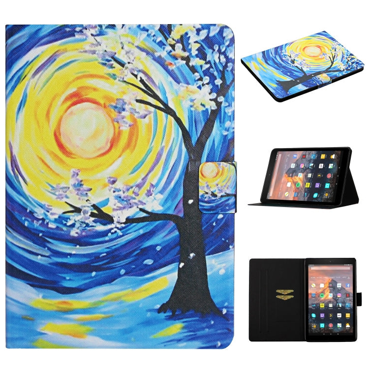 Colored Drawing Pattern Horizontal Flip Leather Case with Holder & Card Slots, For Amazon Kindle Fire HD7 (2019)