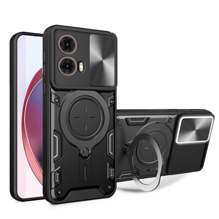 CD Texture Sliding Camshield Magnetic Holder Phone Case, For Motorola Edge 50 Neo, For Motorola Moto G85, For Motorola Edge 50 Pro Global, For Motorola Moto G24 Power