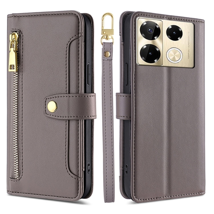Sheep Texture Cross-body Zipper Wallet Leather Phone Case, For Infinix Note 40 Pro 4G, For Infinix Note 40 Pro 5G, For Infinix Note 40 4G, For Infinix Hot 40i