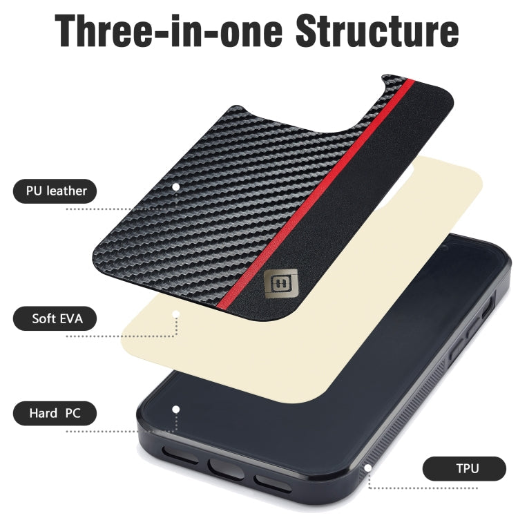 For iPhone 11 LC.IMEEKE 3 in 1 Carbon Fiber Texture Shockproof Phone Case(Black)