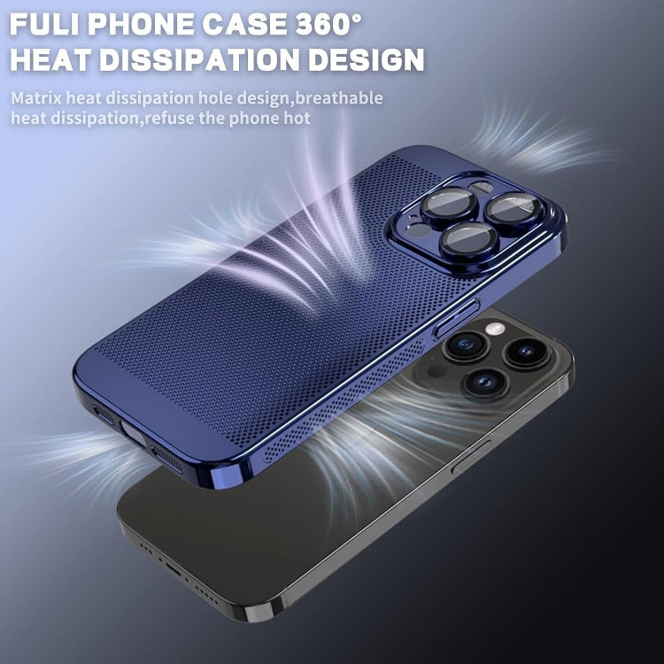 For iPhone 14 Fine Mesh Cooling Phone Case(Gold)