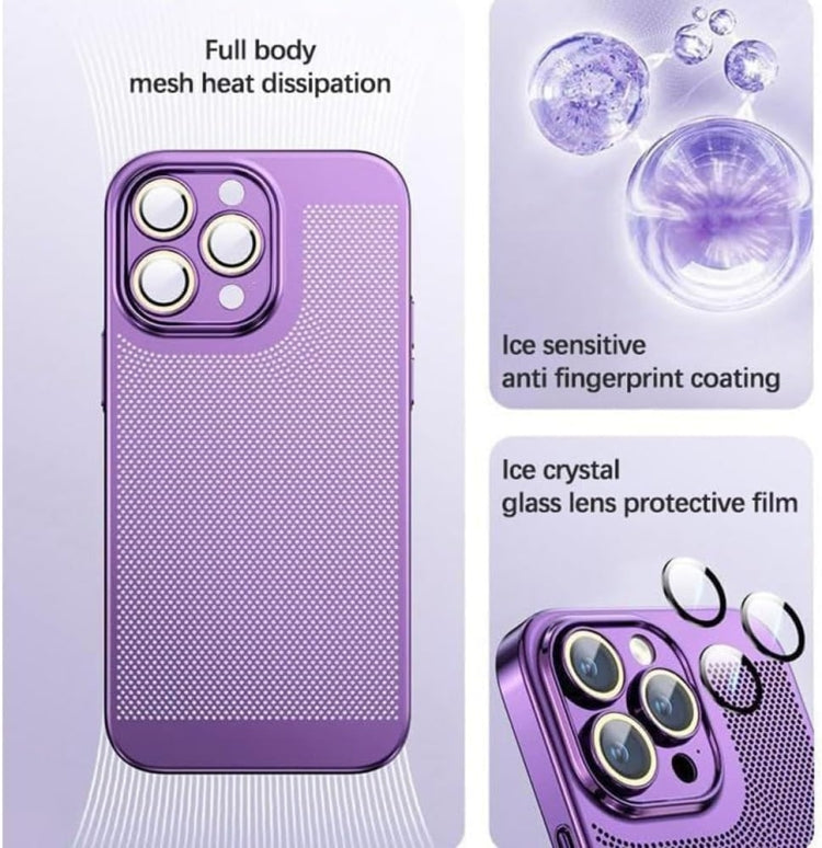 For iPhone 14 Fine Mesh Cooling Phone Case(Gold)