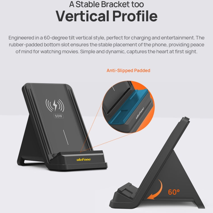Ulefone WCS01 50W Air-cooled Wireless Charger Stand(Black)