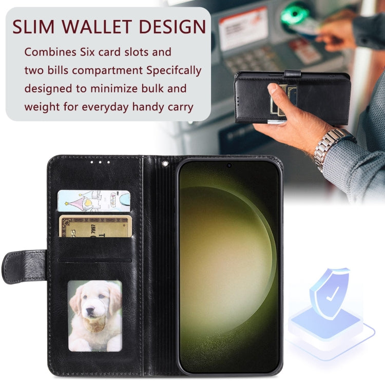 For Samsung Galaxy S24+ 5G Simple 6-Card Wallet Leather Phone Case(Black)