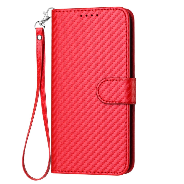 YX0070 Carbon Fiber Buckle Leather Phone Case with Lanyard, For iPhone 15, For iPhone 14 Plus, For iPhone 14