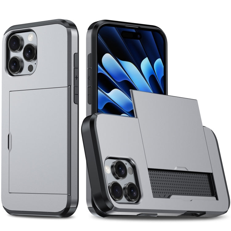 Shockproof Armor Phone Case with Card Slot, For iPhone 16 Pro, For iPhone 16 Plus