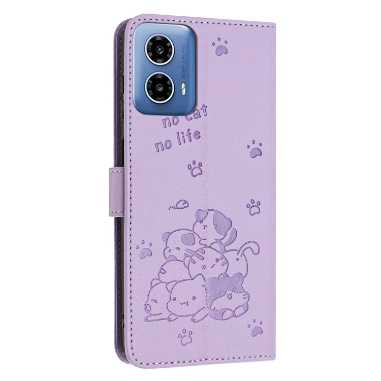 Embossed Kitten Phone Leather Case with Lanyard, For Motorola Edge 2024 5G, For Motorola Edge 50 Ultra, For Motorola Edge 50 Pro, For Motorola Edge 50 Fusion