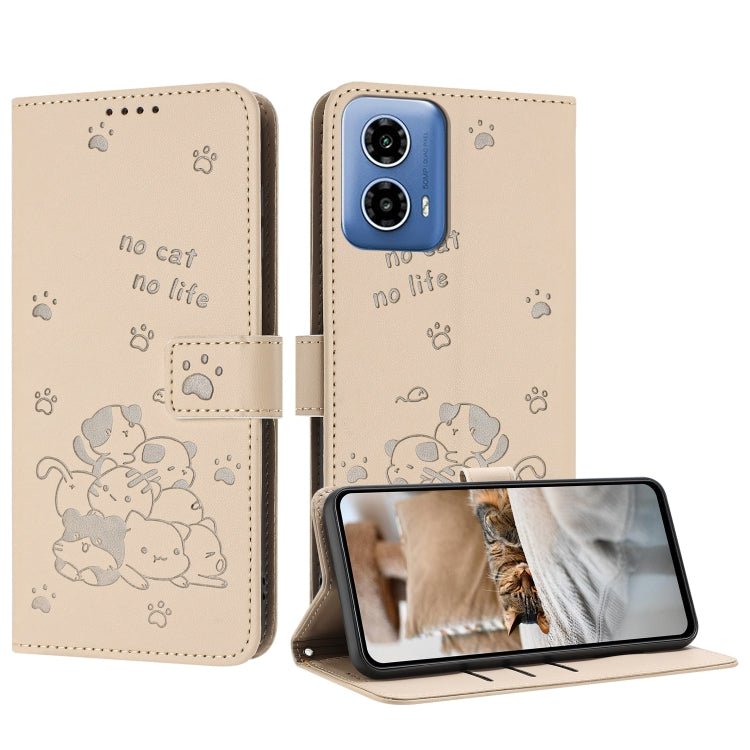 Embossed Kitten Phone Leather Case with Lanyard, For Motorola Edge 2024 5G, For Motorola Edge 50 Ultra, For Motorola Edge 50 Pro, For Motorola Edge 50 Fusion