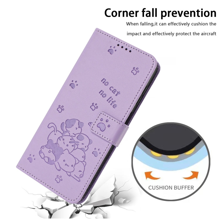 Embossed Kitten Phone Leather Case with Lanyard, For Motorola Moto G 5G 2024, For Motorola Moto G Stylus 5G 2024, For Motorola Moto G34, For Motorola Moto G Play 4G 2024