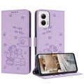 Embossed Kitten Phone Leather Case with Lanyard, For Motorola Moto G Power 5G 2024, For Motorola Moto G84, For Motorola Edge 40 Neo, For Motorola Moto G14