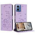 Embossed Kitten Phone Leather Case with Lanyard, For Motorola Moto G35, For Motorola Moto G55, For Motorola Moto G04 / G24 / G04s, For Motorola Moto G85
