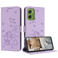Embossed Kitten Phone Leather Case with Lanyard, For Motorola Moto G06 4G, For Motorola Moto G86 5G, For Motorola Moto G56 5G, For Motorola Edge 60 Pro