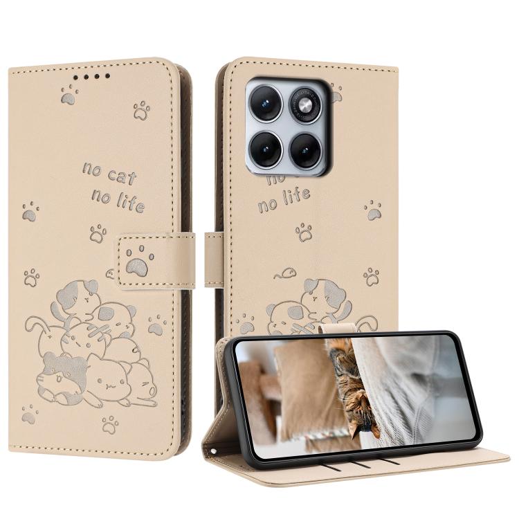 Embossed Kitten Phone Leather Case with Lanyard, For Motorola Moto G67 / G77 5G, For Motorola Edge 70 Fusion 5G, For Motorola Moto G67 Power / G57 Power, For Motorola Edge 70 5G