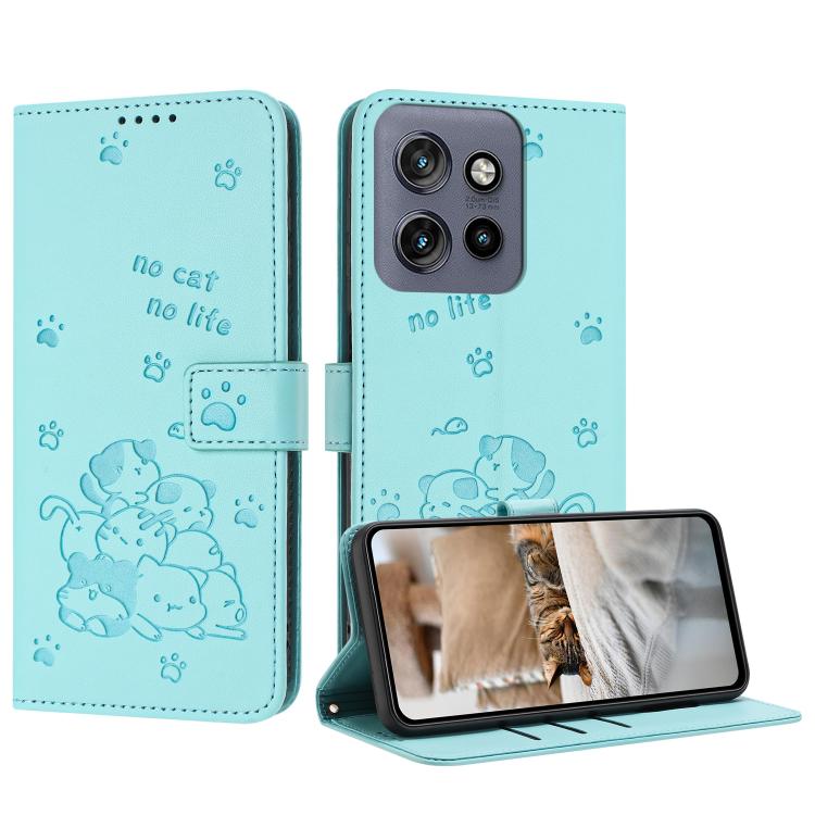 Embossed Kitten Phone Leather Case with Lanyard, For Motorola Edge 5G 2026, For Motorola Moto G37 / G37 Power / G47, For Motorola Edge 70 Pro 5G, For Motorola Moto G17 / G17 Power 4G