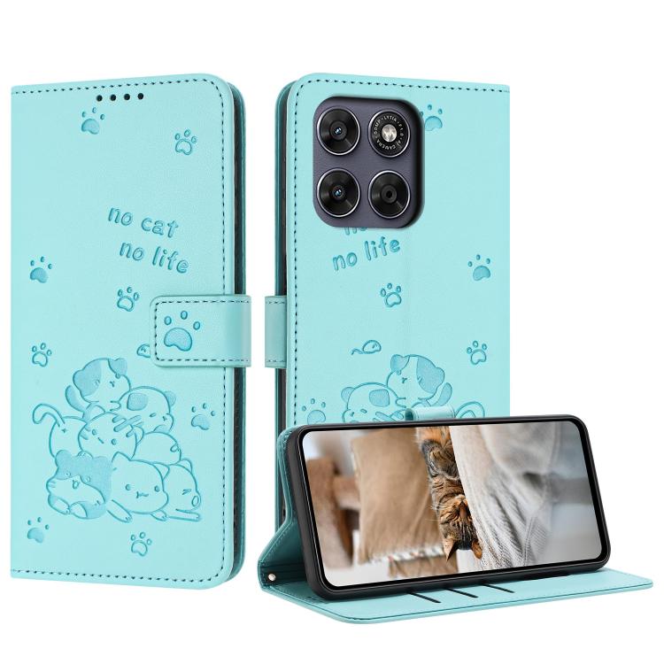 Embossed Kitten Phone Leather Case with Lanyard, For Motorola Edge 5G 2026, For Motorola Moto G37 / G37 Power / G47, For Motorola Edge 70 Pro 5G, For Motorola Moto G17 / G17 Power 4G