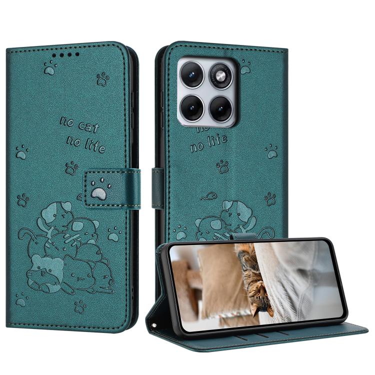 Embossed Kitten Phone Leather Case with Lanyard, For Motorola Edge 5G 2026, For Motorola Moto G37 / G37 Power / G47, For Motorola Edge 70 Pro 5G, For Motorola Moto G17 / G17 Power 4G