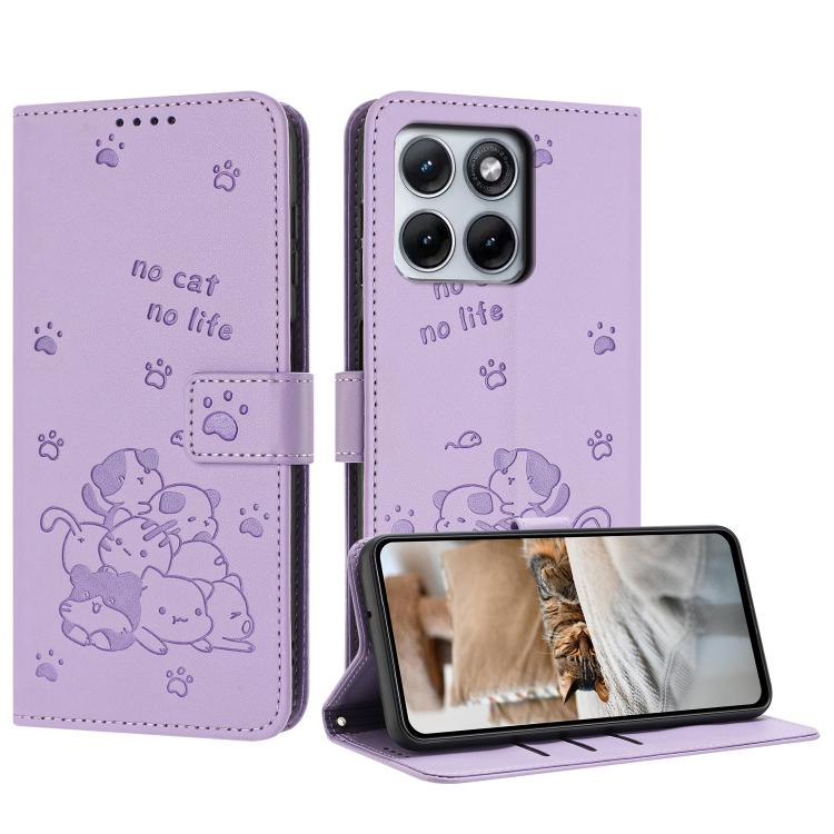 Embossed Kitten Phone Leather Case with Lanyard, For Motorola Edge 5G 2026, For Motorola Moto G37 / G37 Power / G47, For Motorola Edge 70 Pro 5G, For Motorola Moto G17 / G17 Power 4G