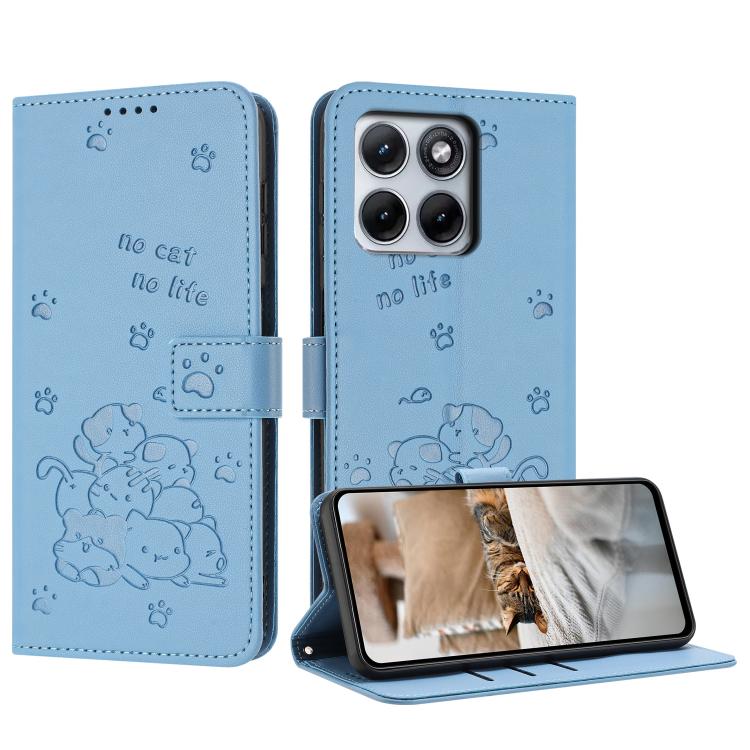 Embossed Kitten Phone Leather Case with Lanyard, For Motorola Edge 5G 2026, For Motorola Moto G37 / G37 Power / G47, For Motorola Edge 70 Pro 5G, For Motorola Moto G17 / G17 Power 4G