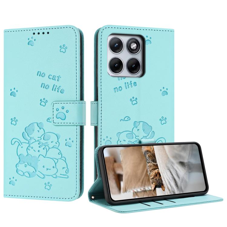 Embossed Kitten Phone Leather Case with Lanyard, For Motorola Edge 5G 2026, For Motorola Moto G37 / G37 Power / G47, For Motorola Edge 70 Pro 5G, For Motorola Moto G17 / G17 Power 4G