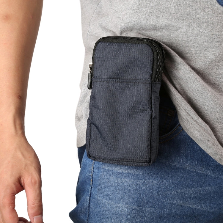 Universal Multi-function Plaid Texture Double Layer Zipper Sports Waist Bag / Shoulder Bag for iPhone X  & 7 & 7 Plus / Galaxy S9+ / S8+ / Note 8 / Sony Xperia Z5 / Huawei Mate 8, Size: 16.5 x 9.0 x 3.0cm
