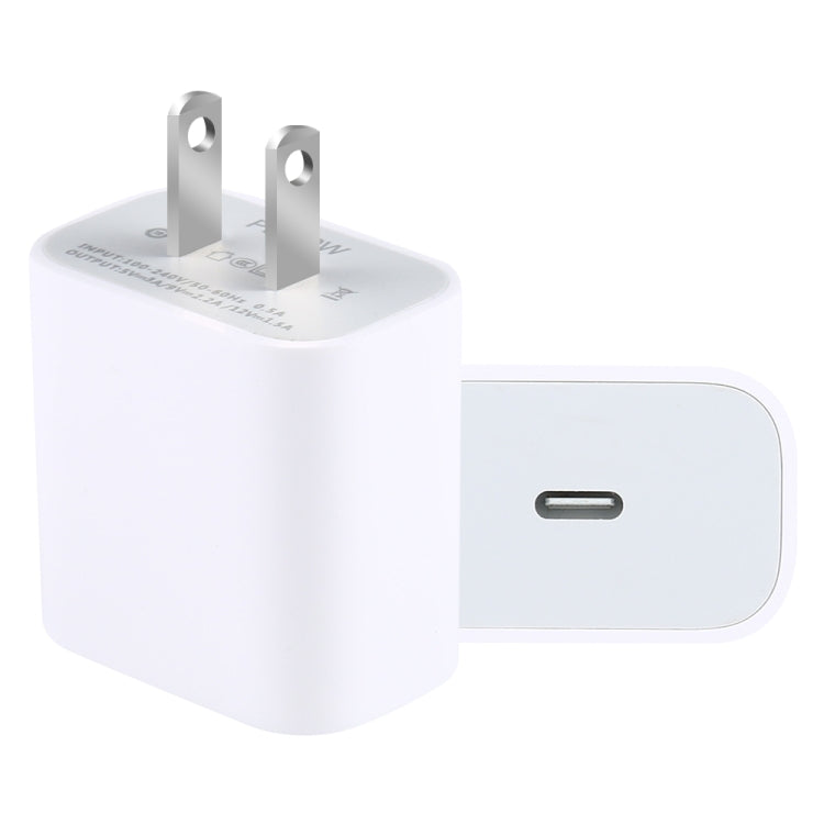 PD 20W Single USB-C / Type-C Interface Travel Charger, US Plug, 20W US Plug
