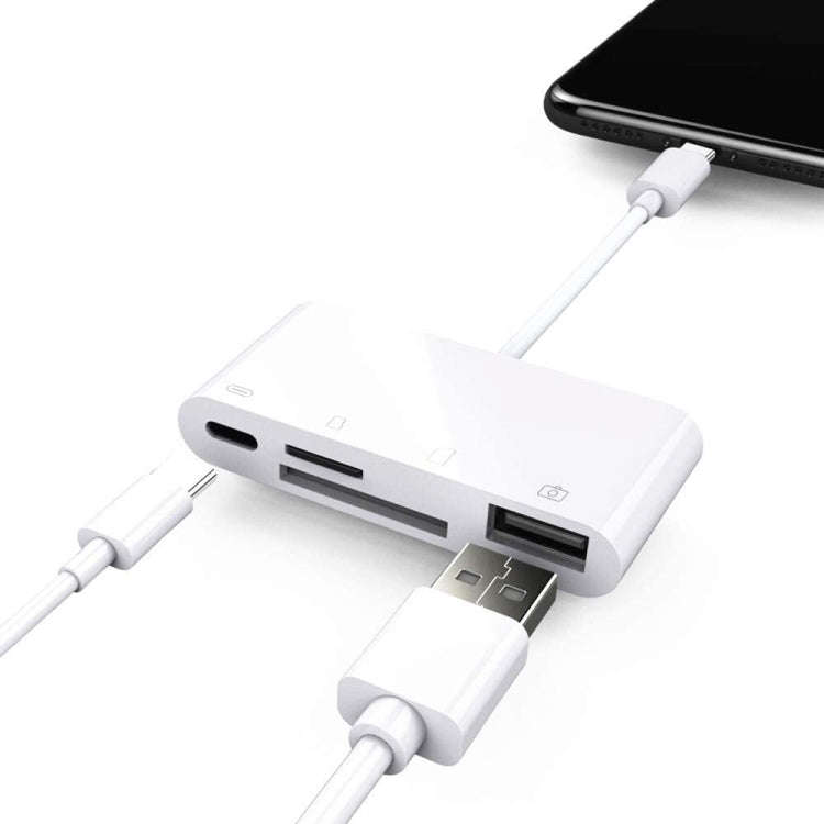 NK108LTC 4 in 1 USB-C Male to SD + TF + USB + Type-C Female Camera Reader