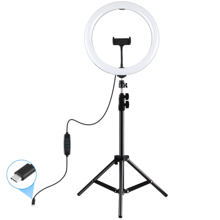 PULUZ 11.8" LED Ring Light Kit – 30cm, 1.1m Tripod, 3 Modes, Dual Color Temperature, Type-C, Phone Clamp (Black)