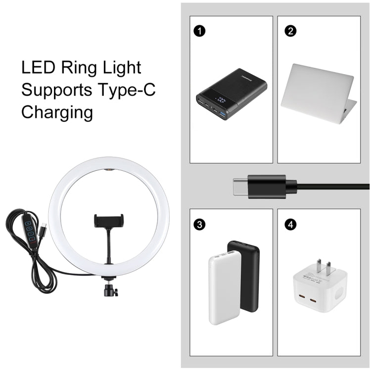 PULUZ 11.8" LED Ring Light Kit – 30cm, 1.1m Tripod, 3 Modes, Dual Color Temperature, Type-C, Phone Clamp (Black)