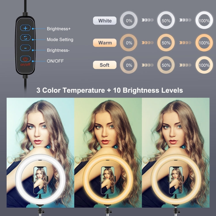 PULUZ 11.8" LED Ring Light Kit – 30cm, 1.1m Tripod, 3 Modes, Dual Color Temperature, Type-C, Phone Clamp (Black)