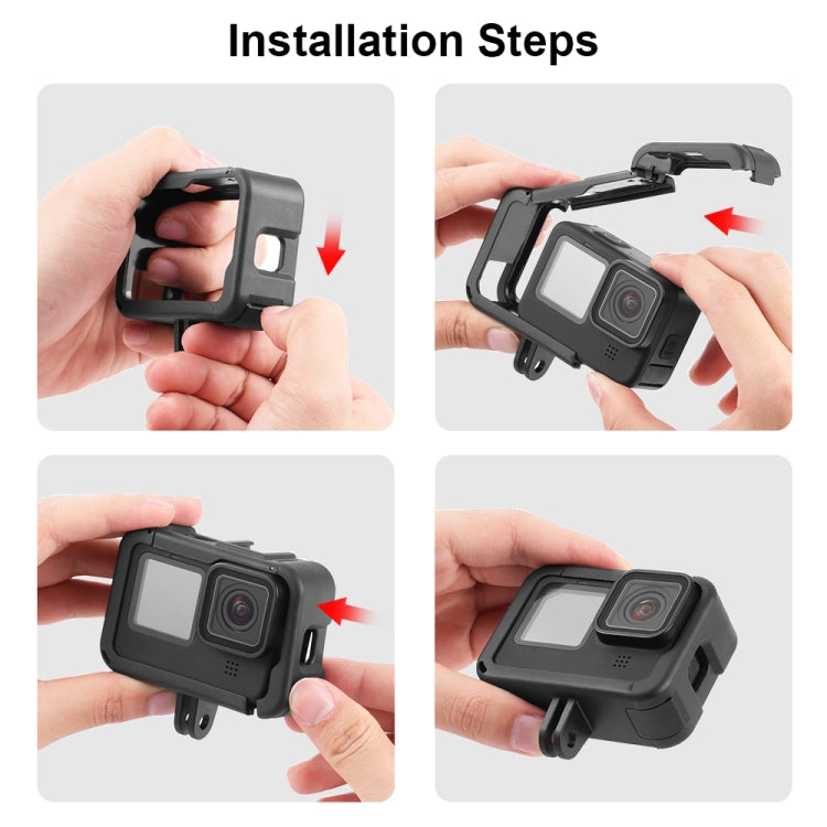 PULUZ Chargeable PA Frame Mount Cage with Cold Shoe Base Slot for GoproHERO12 Black /11 Black /11 Black Mini /10 Black /9 BlackBlack)