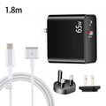 PD-65W USB-C / Type-C + QC3. 0 USB Laptop Charging Adapter + 1.8m USB-C / Type-C to MagSafe 2 / T Head Data Cable, UK Plug / US Plug(Black)