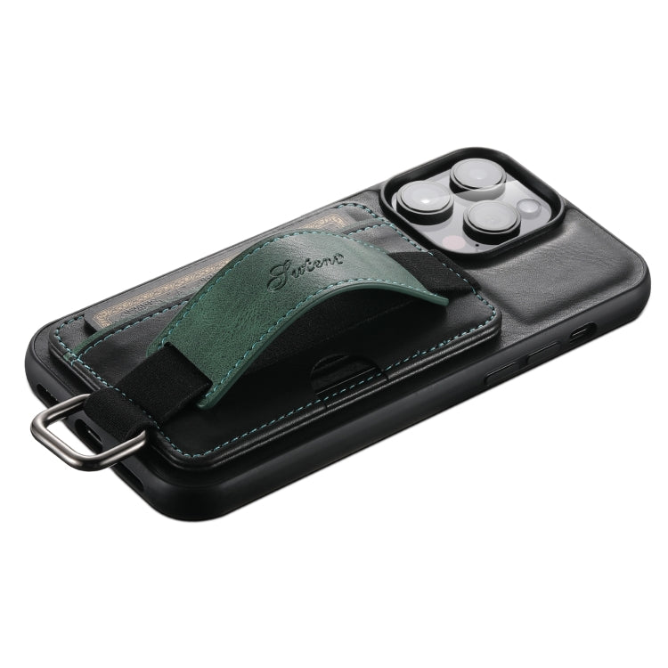 Suteni H13 Card Wallet Wrist Strap Holder PU Phone Case, For iPhone 14, For iPhone 14 Pro, For iPhone 14 Plus, For iPhone 14 Pro Max