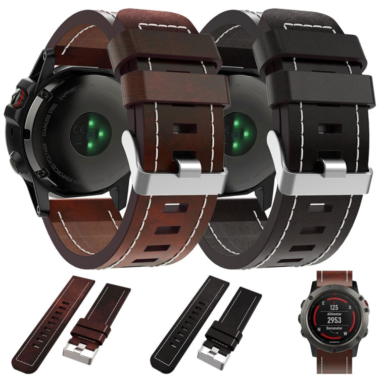 26mm Sewing Leather Steel Buckle Watch Band, For Garmin D2 Delta PX, For Garmin Tactix 7 Pro, For Garmin Tactix 7, For Garmin Fenix 7X, For Garmin Fenix 7X Solar, For Garmin Tactix Delta, For Garmin Enduro 2, For Garmin Enduro, For Garmin Fenix 6X...