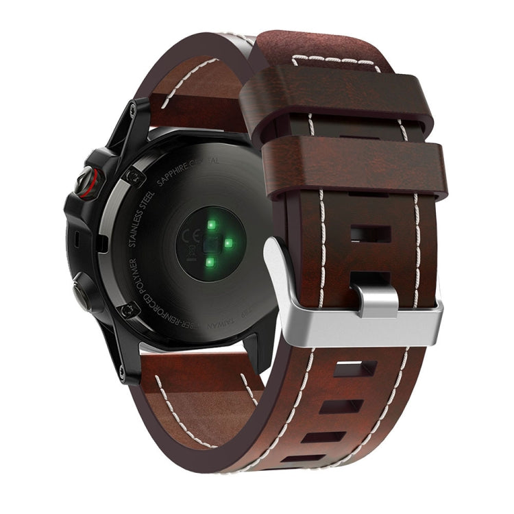 26mm Sewing Leather Steel Buckle Watch Band, For Garmin D2 Delta PX, For Garmin Tactix 7 Pro, For Garmin Tactix 7, For Garmin Fenix 7X, For Garmin Fenix 7X Solar, For Garmin Tactix Delta, For Garmin Enduro 2, For Garmin Enduro, For Garmin Fenix 6X...