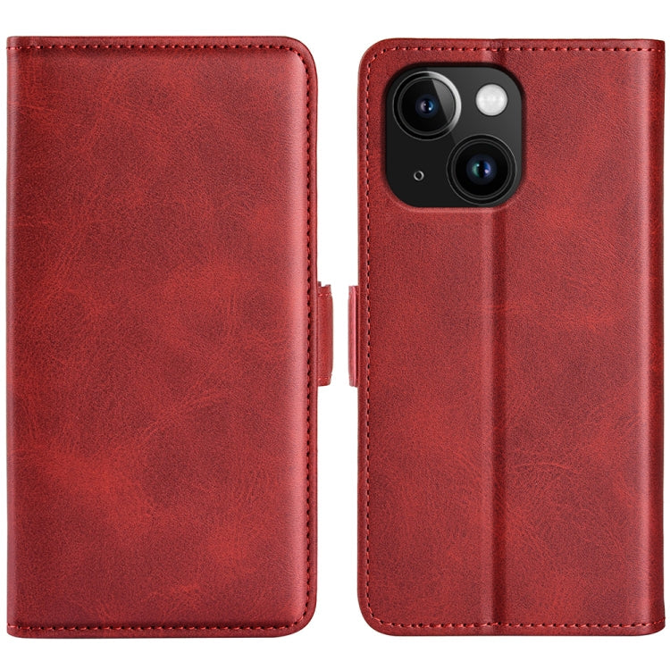 Dual-side Magnetic Buckle Horizontal Flip Leather Phone Case, For iPhone 15