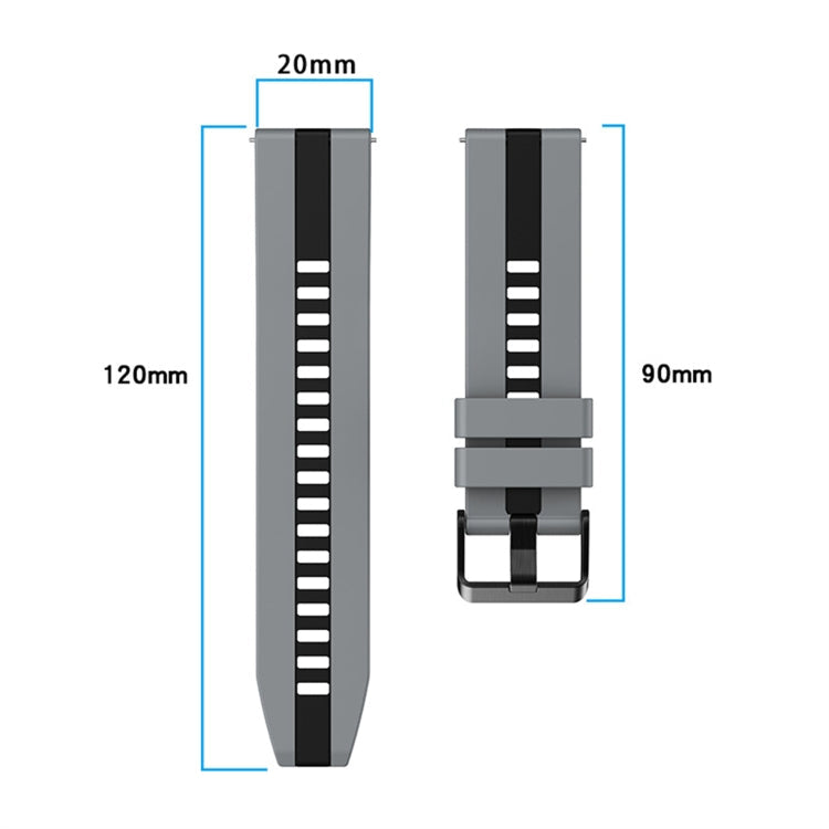 20mm Two-Color Sports Silicone Watch Band, For Amazfit GTS 2 Mini