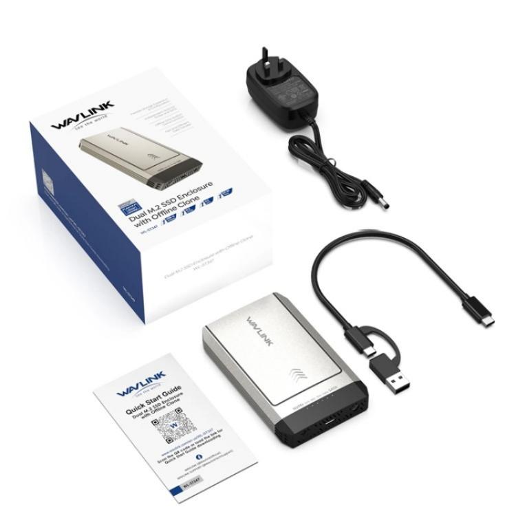 WAVLINK ST347 One-Click Offline Clone Dual Slot M.2 SSD Enclosure USB-C 3.2 Gen2 10Gbps, ST347