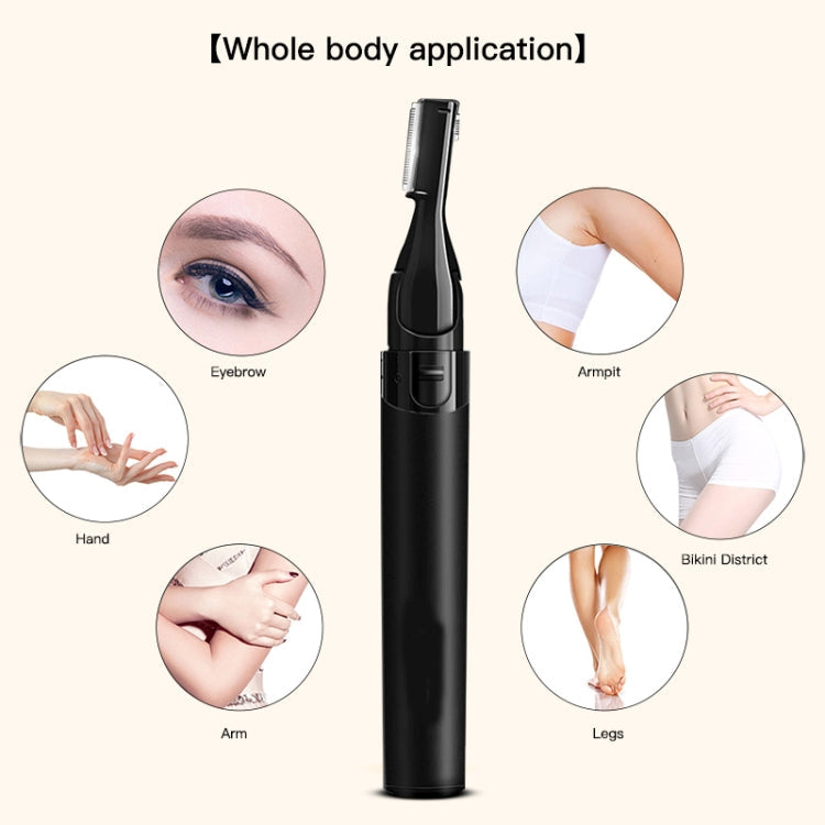 Double Cutter Head Electric Eyebrow Trimmer Epilator Children Hair Clipper(Black)