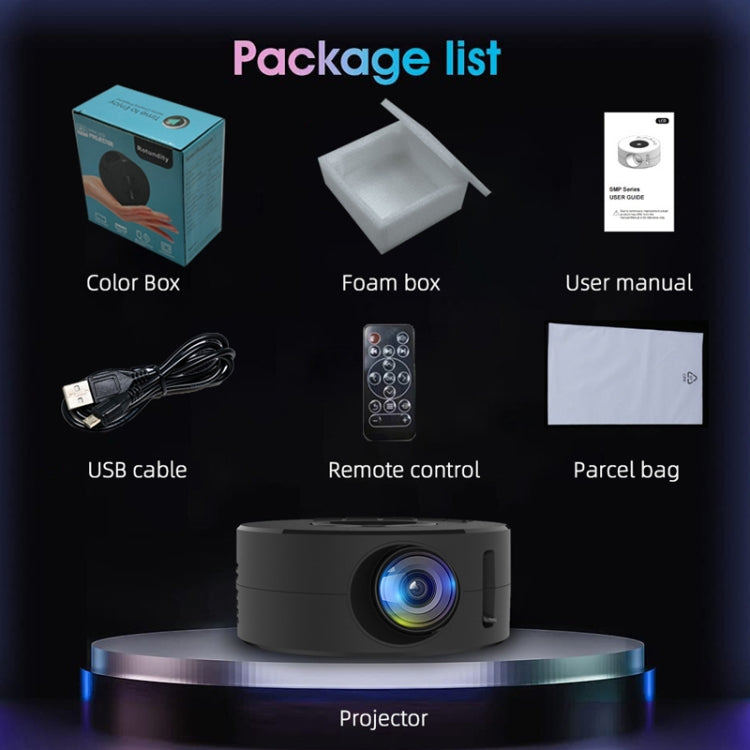YT200 320 X 180P LED HD Mini Projector USB Powered Support Wired Connection Phone Screen(Black)
