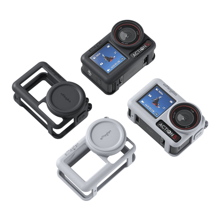 For DJI Osmo Action 5 Pro aMagisn Silicone Protective Case with Lanyard and Lens Cap