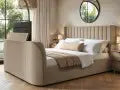 Flair Fallon TV Side Lift Ottoman Bed Beige Velvet Double