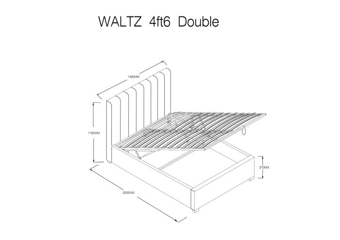 Waltz Fabric Ottoman Bed Grey